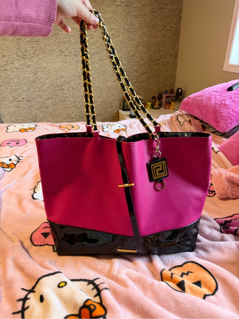 Juicy couture Hot Pink Tote Bag with Gold Chain Handles